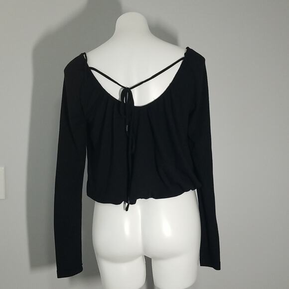 Free People Black Long Sleeve Thermal Crop Top - Picture 5 of 10